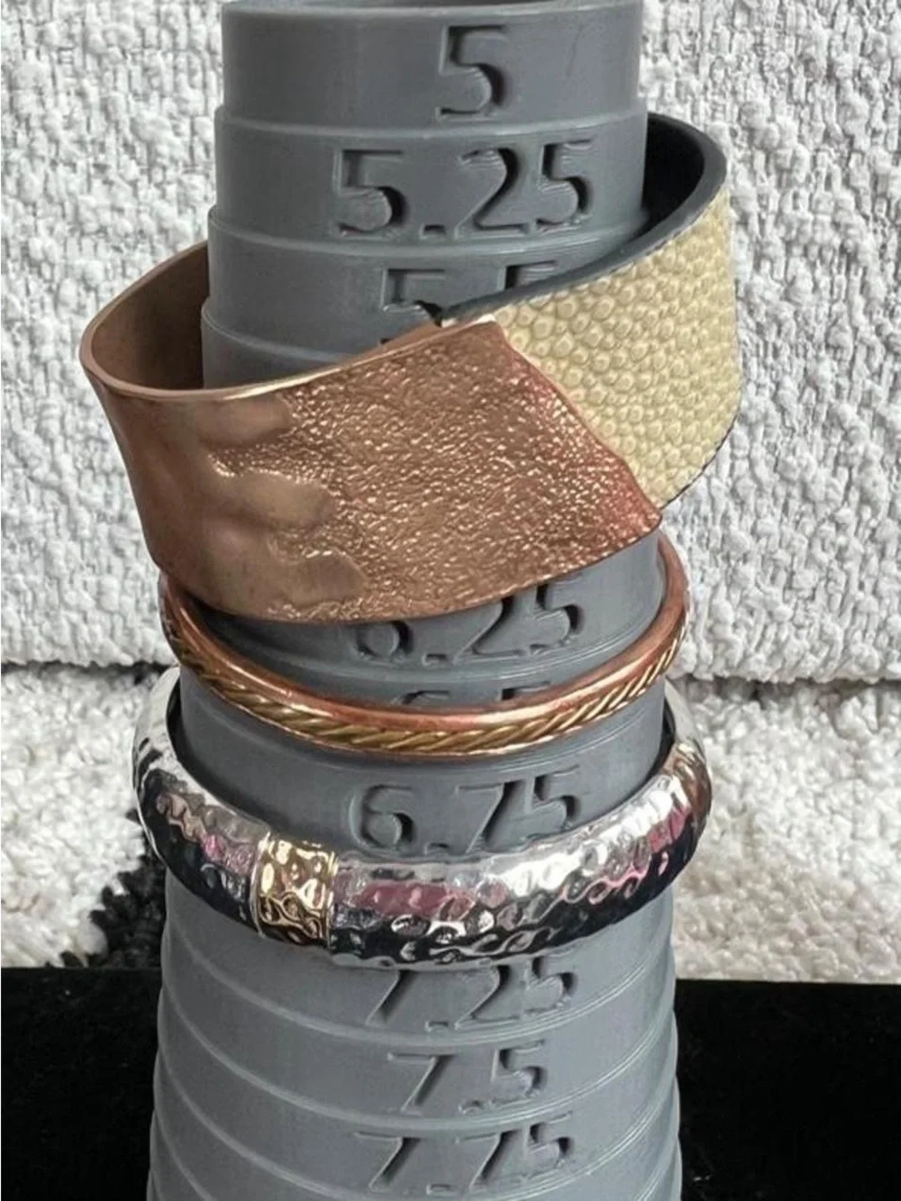 Mixed metal bangle bracelet stack